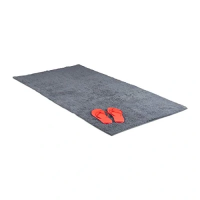 Imagen de Relaxdays Alfombrilla Cuarto de baño, 80 x 150 cm, Felpudo Lavable, Ideal para Suelos con calefacción, Color Gris, Algodón