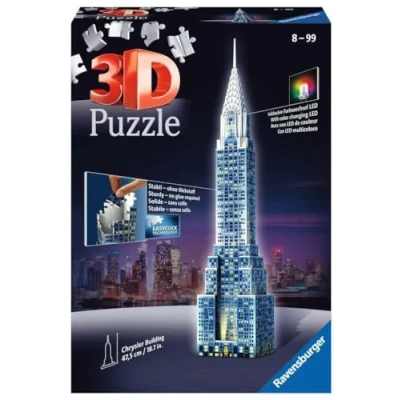 Imagen de Ravensburger Chrysler Building edición Nocturna, Puzzle 3D con 216 Piezas y Accesorios (125951)