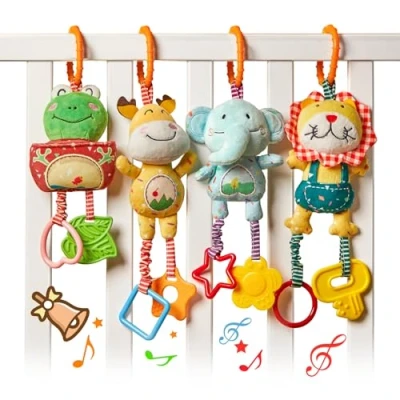 Imagen de TUMAMA Juguetes para bebés 0, 3, 6, 9, 12 Meses, mordedores Cochecito de Peluche Desarrollo temprano Cochecitos bebés, Regalos cumpleaños recién Nacidos, Paquete 4