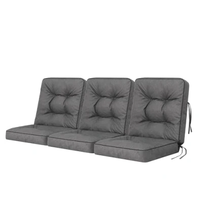 Imagen de Bjird Cojín para Banco de jardín, terraza o balcón con Respaldo 180 cm (3x60) Impermeable Uso Interior y Exterior Made in EU Grafito