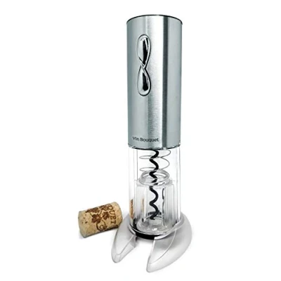 Imagen de VB VIN BOUQUET FID 004 Sacacorchos eléctrico Compact, Incluye descapsulador y Cargador, Manganese Steel, Plata, 18 x 26.5 5.5 cm