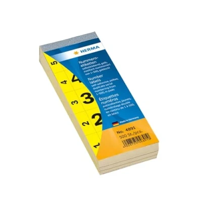 Imagen de Herma 4891 Bloc de números autoadhesivos, 28x56 mm, color amarillo