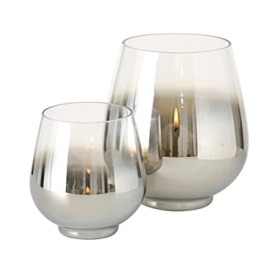 Imagen de Boltze Grazia 1512000 Portavelas (18 cm de diámetro, Color Plateado Transparente, decoración para Navidad/apartamento)