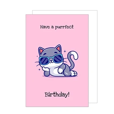 Imagen de Edition Seidel Tarjeta de felicitación cumpleaños premium con sobre. Billet Happy Birthday para mujer hombre niños adolescentes joven divertido cool gato (G3453 SW023)
