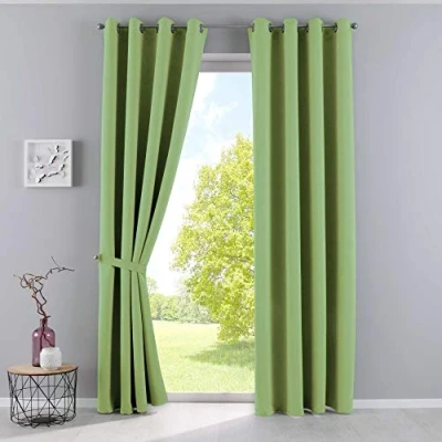 Imagen de Gardinenbox Newyork 201920600 2 Cortinas Opacas (245 x 140 cm, Unidades), Color Verde