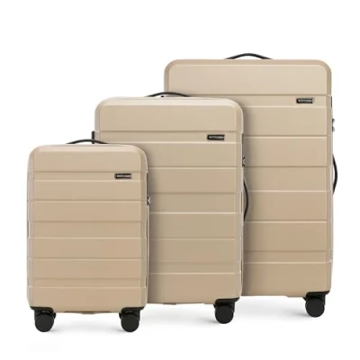Imagen de WITTCHEN Comodo Line Juego de 3 Maletas Bolsa Viaje Equipaje Dura ABS Cerradura TSA Tamaño (S+M+L) Beis