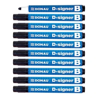 Imagen de DONAU D Signer B Marcador de pizarra blanca (10 unidades, punta redonda, 2 4 mm, resistente al secado, hasta 72 horas sin tapa/tinta no tóxica)