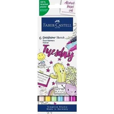 Imagen de Faber Castell Goldfaber Sketch 164811 Set de 6 Rotuladores para Bocetos Kawaii Punta Pincel y Fina