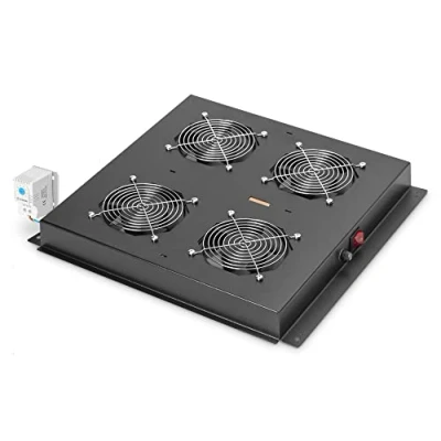 Imagen de Unidad de ventilador techo DIGITUS para armario red (Dynamic Basic / Unique) y servidores Basic), 4x ventilador, termostato, negro (RAL 9005)