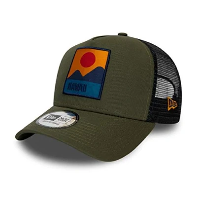 Imagen de New Era Hawaii Cap Verstellbar Trucker Kappe Sommer Patch USA Oliv One Size