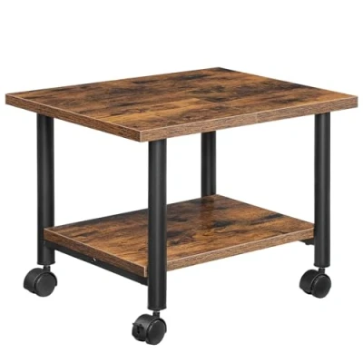 Imagen de HOOBRO Soporte de Impresora, Carro Móvil con Ruedas y 2 Estantes, para Oficina, Casa, Copiadora, Escáner, Microondas, Macetas, Estructura Metálica, Marrón Rústico Negro EBF02PS01