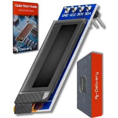 Imagen de AZDelivery 0,91 Pulgadas OLED Display I2C SSD1306 Chip 128 x 32 Pixeles Modulo Visualizacion de Pantalla con Caracteres Blancos Compatible Arduino y Raspberry Pi E Book Incluido!