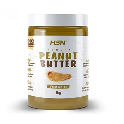 Imagen de Crema de Cacahuete Crujiente HSN 1 KG Mantequilla Maní Peanut Butter Crunchy 100% Natural Apto Vegano Sin GMO, Aceite Palma, Aditivos, Azúcares ni Sal Añadidos