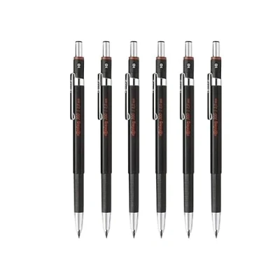 Imagen de rOtring Portaminas 300 2.0 mm Recargable con sacapuntas debajo de la tapa Negro 6 unidades