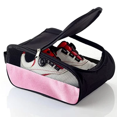 Imagen de Getfitsoo bolsa para zapatos de golf, bolsas golf hombre y mujer, transporte con cremallera ventilación, deporte, viaje (rosa claro)