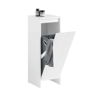 Imagen de SoBuy Mueble para Ropa Sucia Canasto la Colada Amario de Baño con 1 Cesto Blanco 30 x 87 cm BZR154 W ES