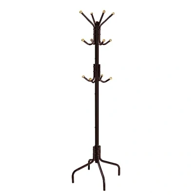 Imagen de SONGMICS Perchero de Pie, Metal con 12 Ganchos, 4 Patas, para Colgar Abrigos, Sombreros y Bolsos, Entrada, Dormitorio, Oficina, Marrón RCR031Z01