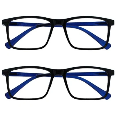 Imagen de OPULIZE Ink Pack 2 Gafas De Lectura Grande Negro Azul Hombres Mujeres Bisagras Resorte RR4 1 +3,50