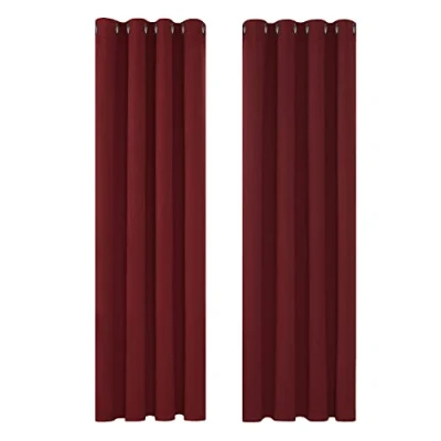 Imagen de Deconovo Cortina Opaca para Habitación Tétmica Aislante y Ruido Cortinas con Ollaos 2 Piezas 140 x 180 cm Rojo Oscuro