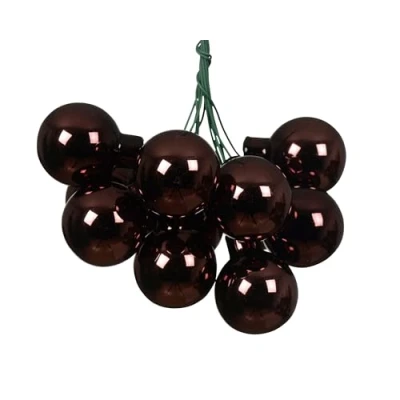 Imagen de Kaemingk bolas de Navidad en cristal alambre, 2 cm x 12 unidades bayas espejadas brillantes pequeñas decorativas Adornos para árbol y decoración Trufa negra