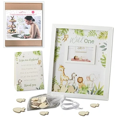 Imagen de Kate Aspen Guest Book Alternativa al Libro de Invitados para Baby Shower, MDF, Safari