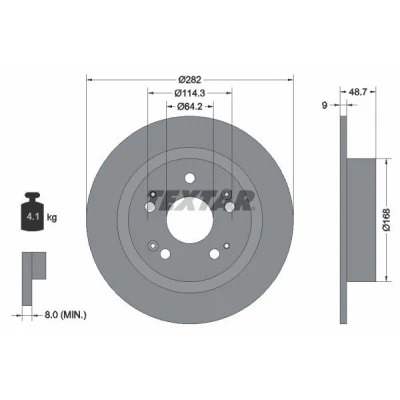 Imagen de TEXTAR 92204300 Disco de freno 282 9 05/09 114,3 macizo sin perno sujeción rueda, buje rueda HONDA: ACCORD 8, 8 Kombi, HR V II