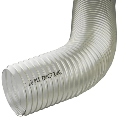 Imagen de Tubo de poliuretano transparente 125 mm para polvo, humos, vapor, residuos madera, extracción aire, ventilación, 2 m largo