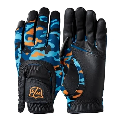 Imagen de WILSON Staff FIt All JR Glove Guante de Golf, Mano Izquierda, microfibras sintéticas, Unisexo Joven, Azul/Naranja, WGJA00915, Talla única