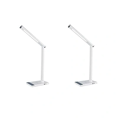 Imagen de Jandei 2 x Lámparas Escritorio LED con Cargador Inalámbrico (Smartphones QI), Wireless QI y USB, Mesita de Noche, Luz Lectura Flexo Táctil, 3 Tonos Color, Intensidad Regulable.