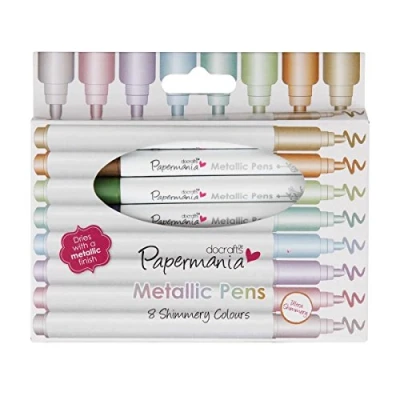 Imagen de Papermania Metallic Pens Rotulador permanente (con punta redonda, 0.5 mm, 8 unidades), multicolor