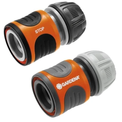 Imagen de Gardena Set de conexión 13 mm (1/2 pulgadas) y 15 (5/8 pulgadas): para los extremos la manguera, las piezas es del sistema, a prueba rayos UV heladas (18279 20) Negro