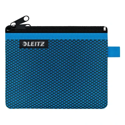Imagen de Leitz WOW estuche de lápices con 2 Bolsillos, Cremallera Nailon, Lavable, Cartera Plástico óptimo, Pequeña (14x10,5 cm) Azul
