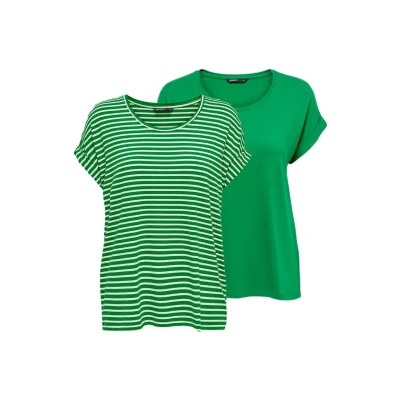 Imagen de ONLY Moster 2 PACK Camiseta estampada Jolly green w cd stripes, Mujer, Talla: Large, stripes