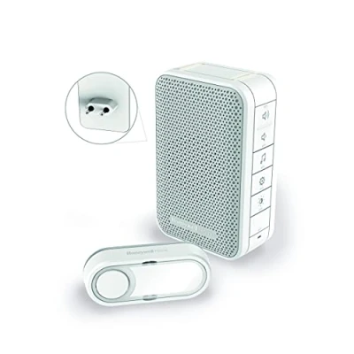 Imagen de Honeywell Home DC313SP2 Serie 3, Timbre sin Hilo Enchufable con Led y Pulsador (Blanco)