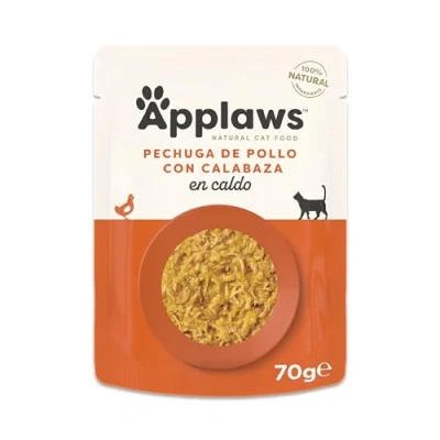 Imagen de Applaws Comida Húmeda para Gatos 100% Natural con Pechuga de Pollo y Calabaza en Sobre 12 sobres 70g