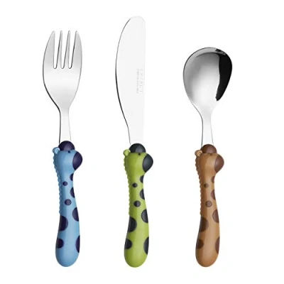 Imagen de Exzact Cubertería Infantil 3 Pieza para niños de Acero Inoxidable 1 x Cena Cuchillo, Tenedor, Cuchara Jirafa (Jirafa 3)