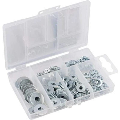 Imagen de Connex DP8500113 Arandelas y anillos de resorte (210 unidades, DIN 127B 9021, galvanizados, preclasificados, en práctica caja plástico/arandelas discos resorte/caja surtida