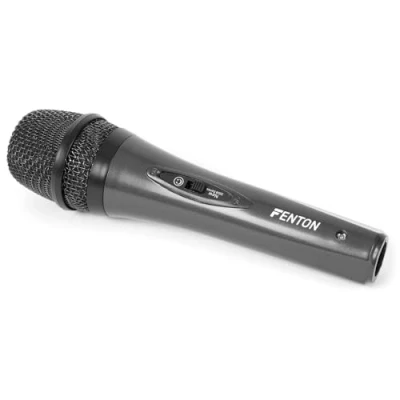 Imagen de FENTON DM105 Micrófono Dinámico Cardioide de Mano con Cable 3m y conectores XLR, Interruptor On/Off, Unidireccional Ideal para Conferencias, Presentaciones, Vocalistas, Micro Cantar