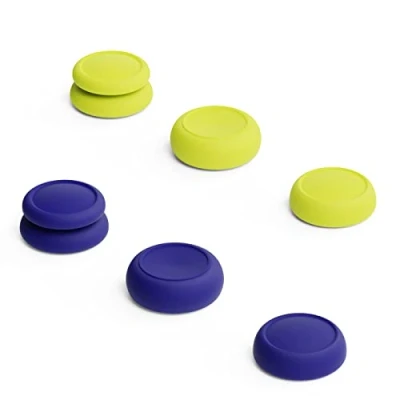 Imagen de Skull &amp; Co. Skin, CQC and FPS Thumb Grip Set Joystick Cap Analog Stick for Nintendo Switch OLED Joy con Controller Blue + Neon Yellow, 3 Pairs(6pcs)