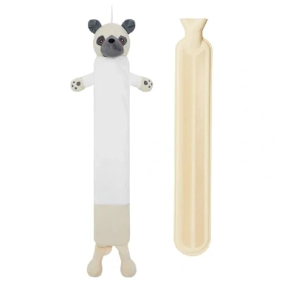 Imagen de Bolsa Agua Caliente con Funda de Felpa Botella Caucho Natural, 1 Litro Animal Peluche Regalos Navidad (Pug Largo)