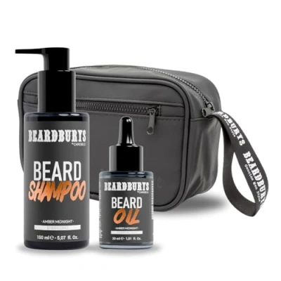 Imagen de Beardburys Kit Cuidado Barba Hombre Profesional Champú para + Aceite Neceser, Aroma Masculino Seductor, Vegano Regalos Originales