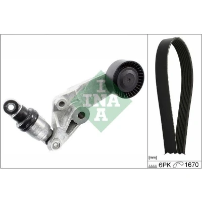 Imagen de INA 529 0474 10 Juego de correas trapeciales poli V Revisar/sustituir poleas libres del alternador TOYOTA: Corolla IX Hatchback