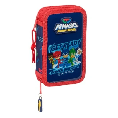 Imagen de Safta PJMASKS Ready Estuche Escolar Niño, con Colores, 28 Útiles Incluidos, Ideal para Niños de 5 a 14 Años, Cómodo y Versátil, Calidad Resistencia, 12.5x4x19.5 cm, Color Azul Marino