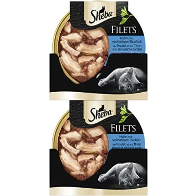 Imagen de Sheba Filetes Comida húmeda para Gatos en la cáscara Pollo con atún sostenible 16 x 60 g
