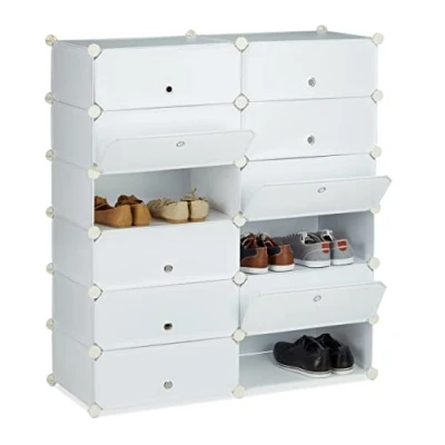 Imagen de Relaxdays Zapatero XXL con Puertas, Blanco, 37x94x108 cm