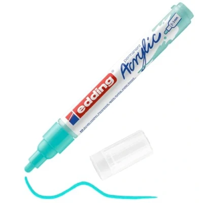Imagen de edding 5100 marcador acrílico de trazo medio turquesa 1 rotulador resistente al agua punta redonda 2 3 mm pintura acrílica para lienzo, papel kraft, madera y piedra