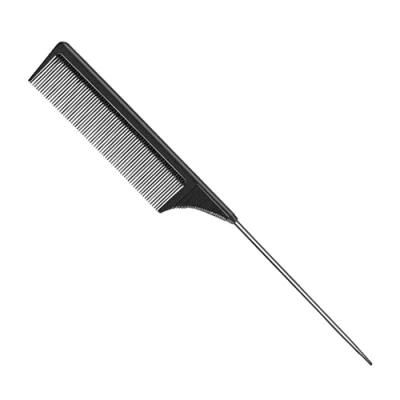 Imagen de Peines de Cola, Fibra Carbono Peine Cola Rata, Pintail Acero Inoxidable, Peluquero Resistente al Calor, peluquería Antiestático, para Mujer Hombre Diferentes Tipos Pelos