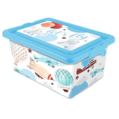 Imagen de Tradineur Caja de almacenamiento Diseño Lets fly Capacidad 3,7 Litros Fabricado en España Contenedor para almacenar juguetes, libros, ropa, mantas