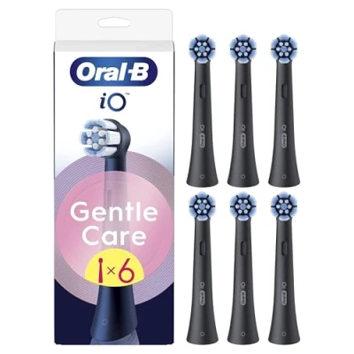 Imagen de Oral B Series iO Gentle Care Cabezales De Recambio Originales, Pack 6 Recambios Negros Para Cepillos Dientes Eléctricos iO, Cepillado Suave, Apto Encías Sensibles