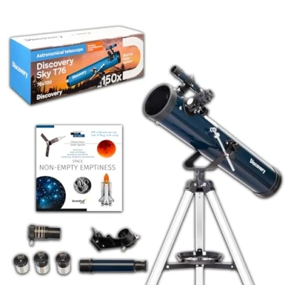 Imagen de Ligero Telescopio Refractor Educativo Discovery Sky T76 De 76 mm para Niños con Accesorios y Libro En Español